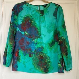 Pretty Floral Blouse With Keyhole Closure By J Crew
